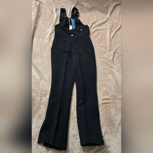 BOGNER Ski Jumpsuit Black Made in USA Wool Blend With Stirrup Liner Size 8